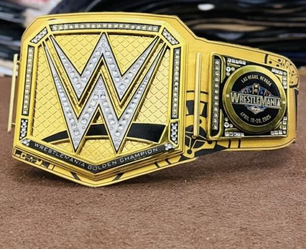WrestleMania 41 Golden Championship Title Belt - Image 3